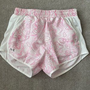 Under Armour Shorts Womens XS Pink White Running Brief Lined Workout Athletic